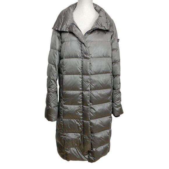 FRIEDA & FREDDIES SILVER LONG PUFFER WINTER COAT - M - Picture 1 of 11